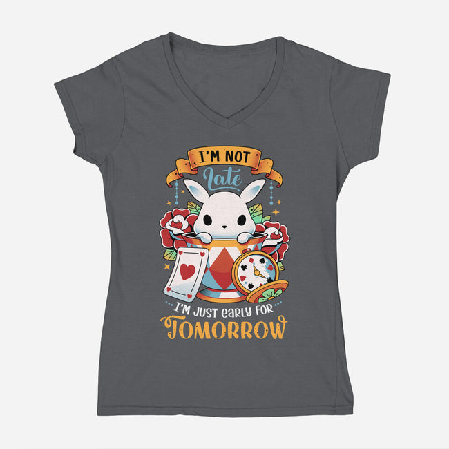 Wondrous Rabbit-womens v-neck tee-Snouleaf