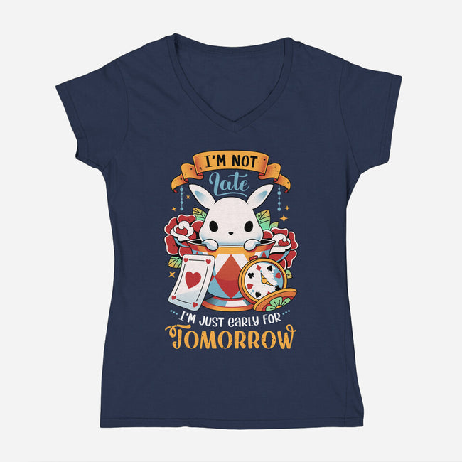 Wondrous Rabbit-womens v-neck tee-Snouleaf