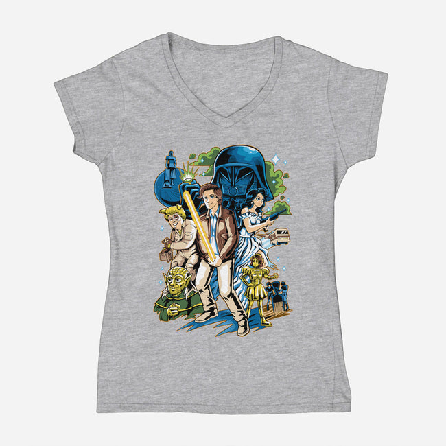 Crazy Space-womens v-neck tee-Andriu