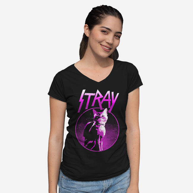 Neon Cat-womens v-neck tee-retrodivision