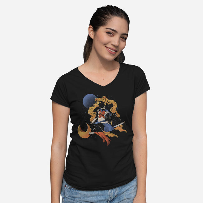 Cosmic Sailor-womens v-neck tee-eduely