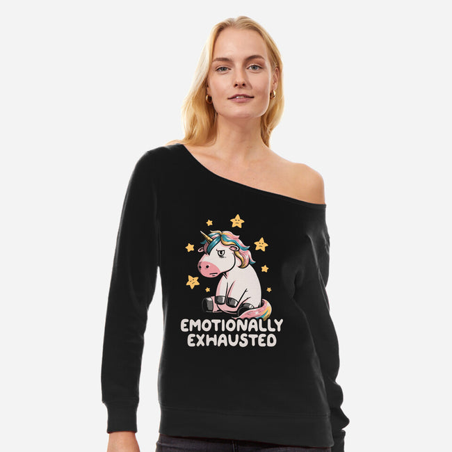 Emotionally Exhausted-womens off shoulder sweatshirt-koalastudio