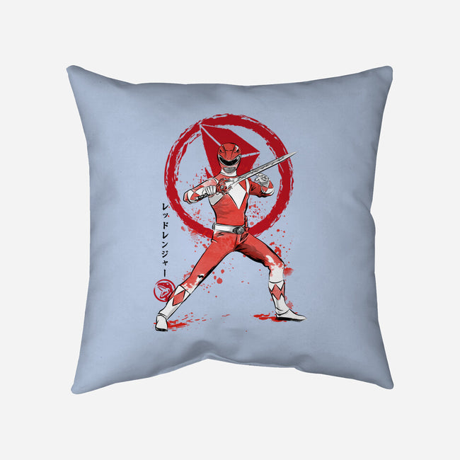 Red Ranger Sumi-e-none removable cover throw pillow-DrMonekers