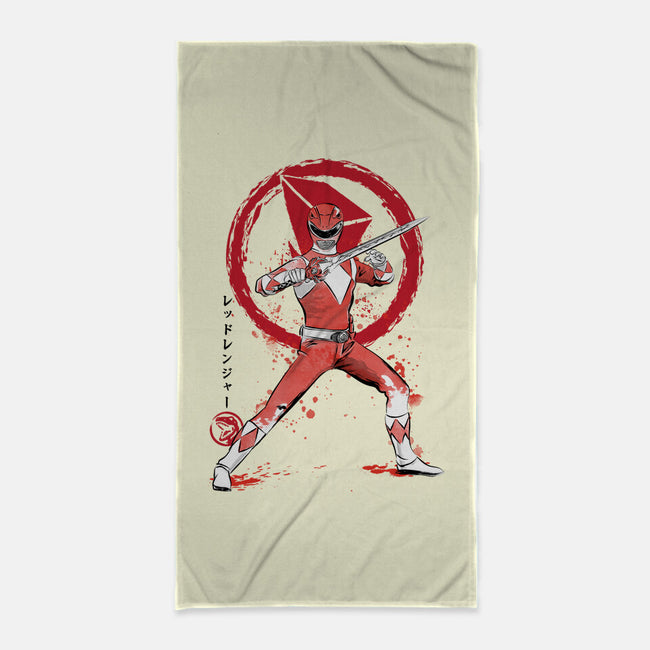 Red Ranger Sumi-e-none beach towel-DrMonekers