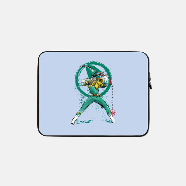Green Ranger Sumi-e-none zippered laptop sleeve-DrMonekers