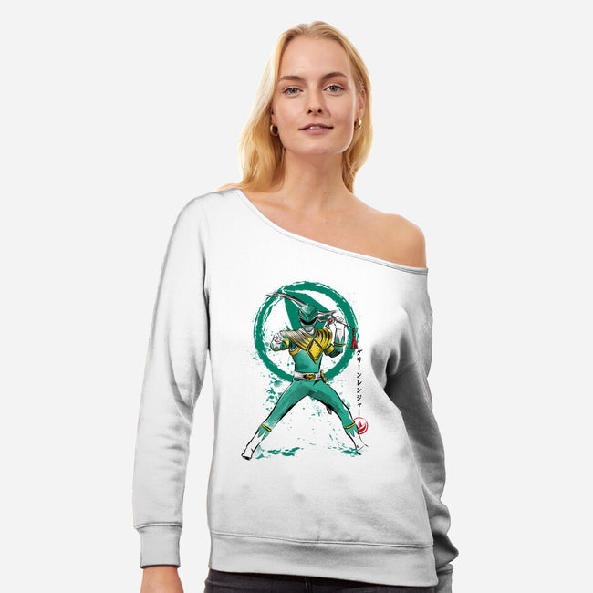 Green Ranger Sumi-e-womens off shoulder sweatshirt-DrMonekers