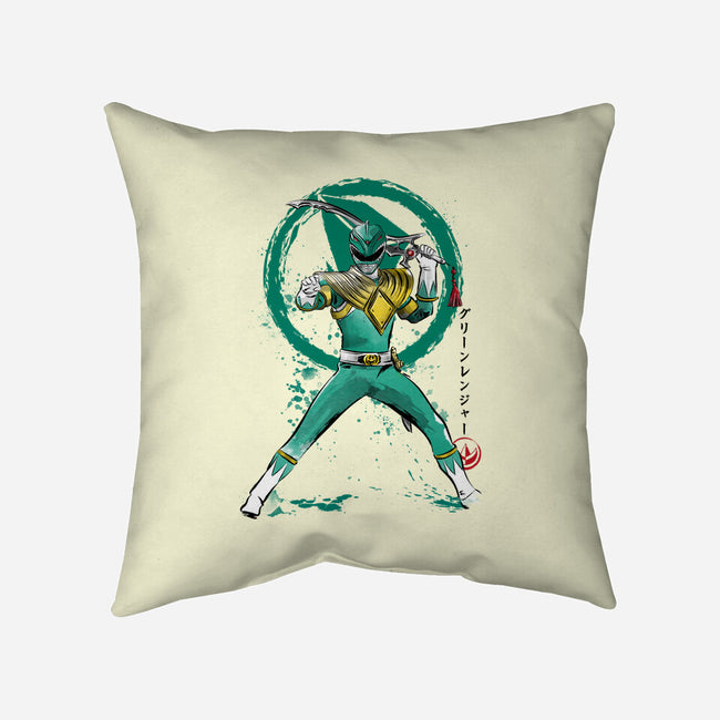 Green Ranger Sumi-e-none removable cover w insert throw pillow-DrMonekers