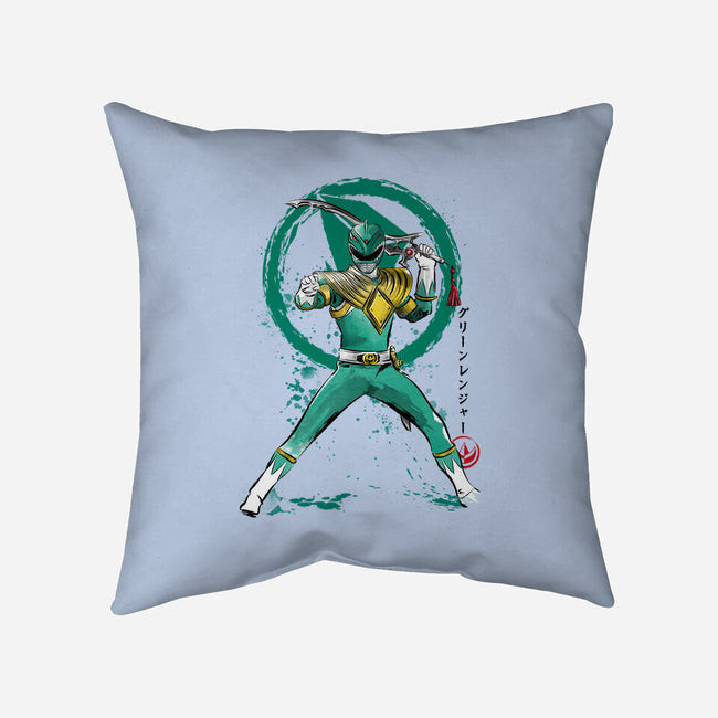 Green Ranger Sumi-e-none removable cover throw pillow-DrMonekers