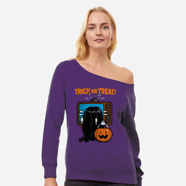 Trick Or Treat TV-womens off shoulder sweatshirt-krisren28