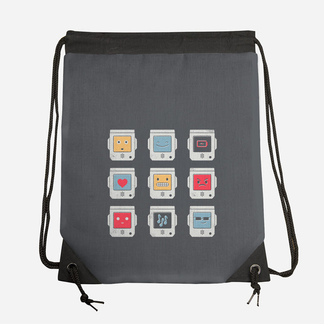 Robotic Emojis-none drawstring bag-paulagarcia