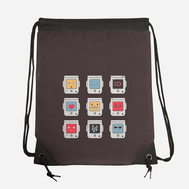 Robotic Emojis-none drawstring bag-paulagarcia