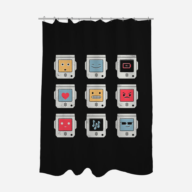 Robotic Emojis-none polyester shower curtain-paulagarcia