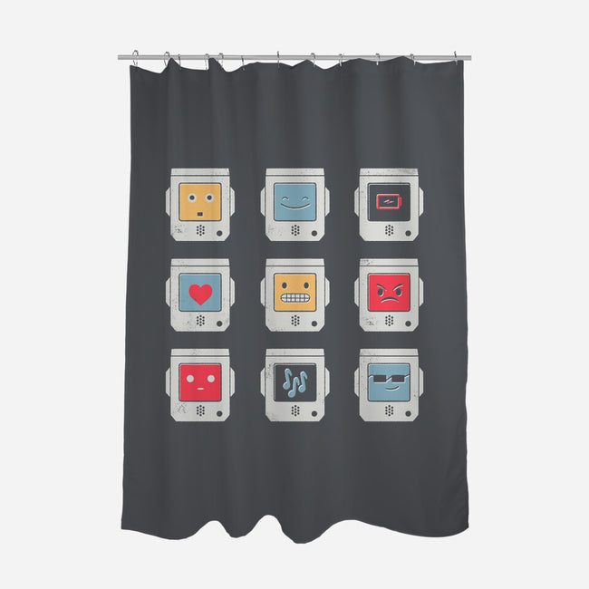 Robotic Emojis-none polyester shower curtain-paulagarcia