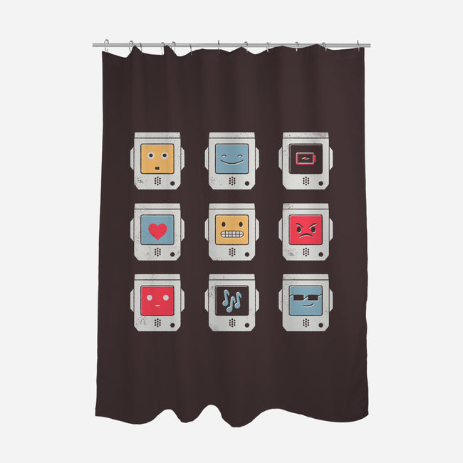 Robotic Emojis-none polyester shower curtain-paulagarcia