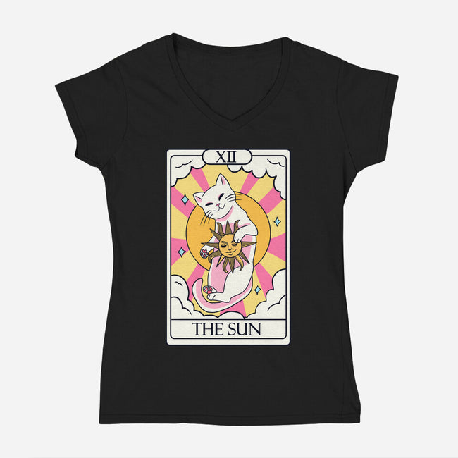Sun Cat-womens v-neck tee-Conjura Geek