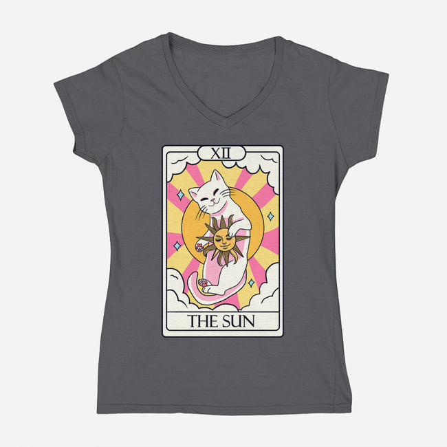 Sun Cat-womens v-neck tee-Conjura Geek