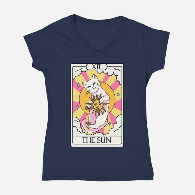 Sun Cat-womens v-neck tee-Conjura Geek