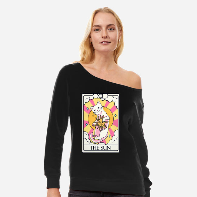 Sun Cat-womens off shoulder sweatshirt-Conjura Geek