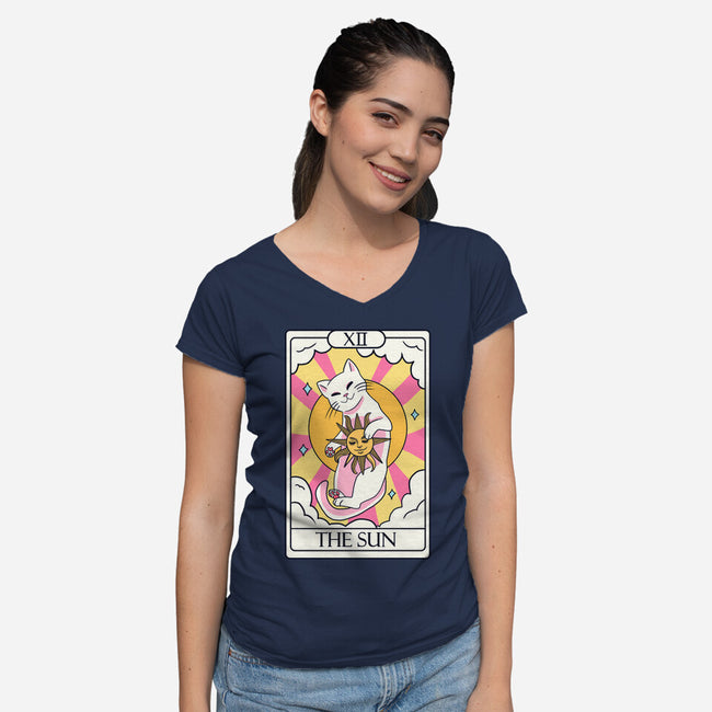Sun Cat-womens v-neck tee-Conjura Geek