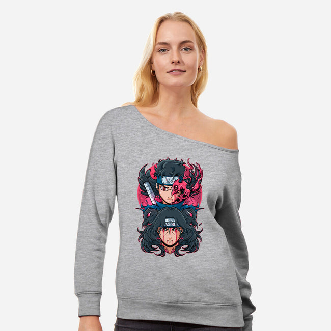 Uchihas-womens off shoulder sweatshirt-Kabuto Studio