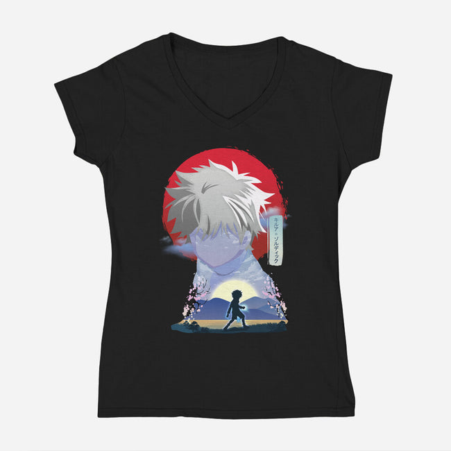 Killua Zoldyck-womens v-neck tee-sacca