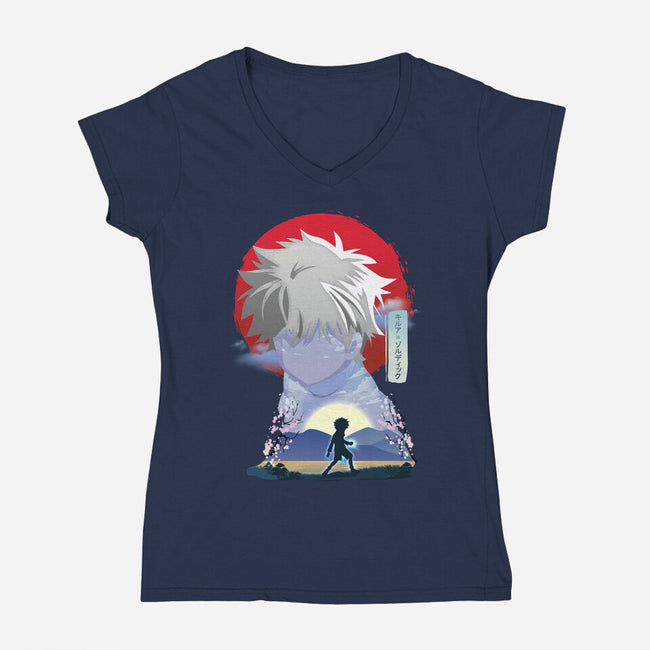 Killua Zoldyck-womens v-neck tee-sacca
