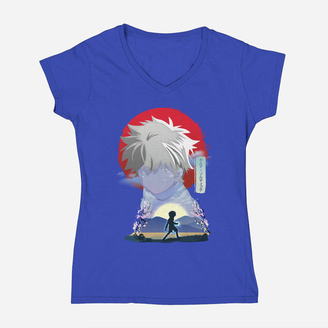 Killua Zoldyck-womens v-neck tee-sacca