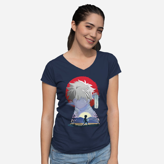 Killua Zoldyck-womens v-neck tee-sacca
