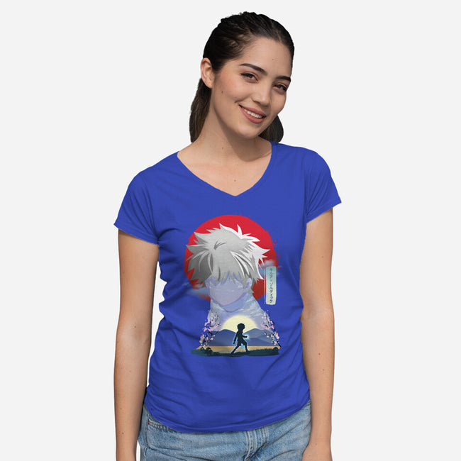 Killua Zoldyck-womens v-neck tee-sacca