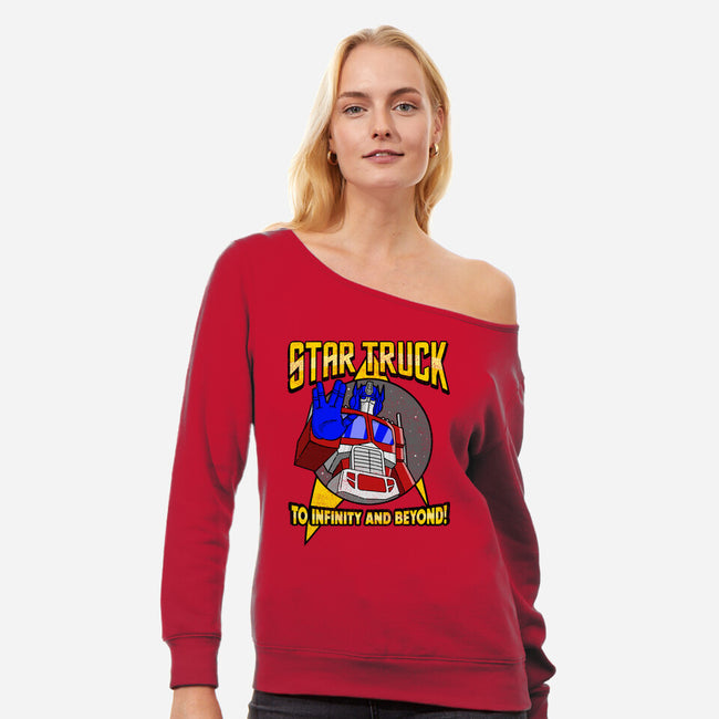 Star Truck-womens off shoulder sweatshirt-retrodivision