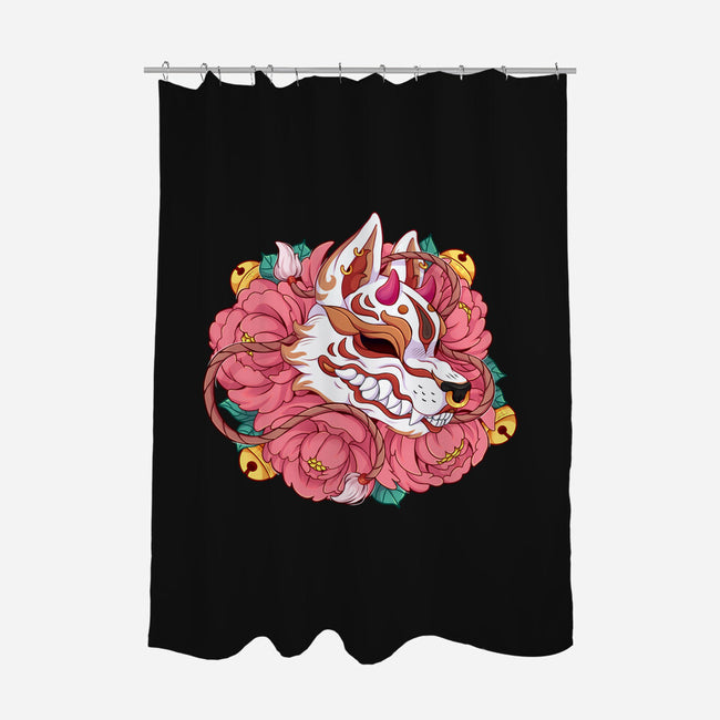 Kitsune Mask-none polyester shower curtain-Zaia Bloom