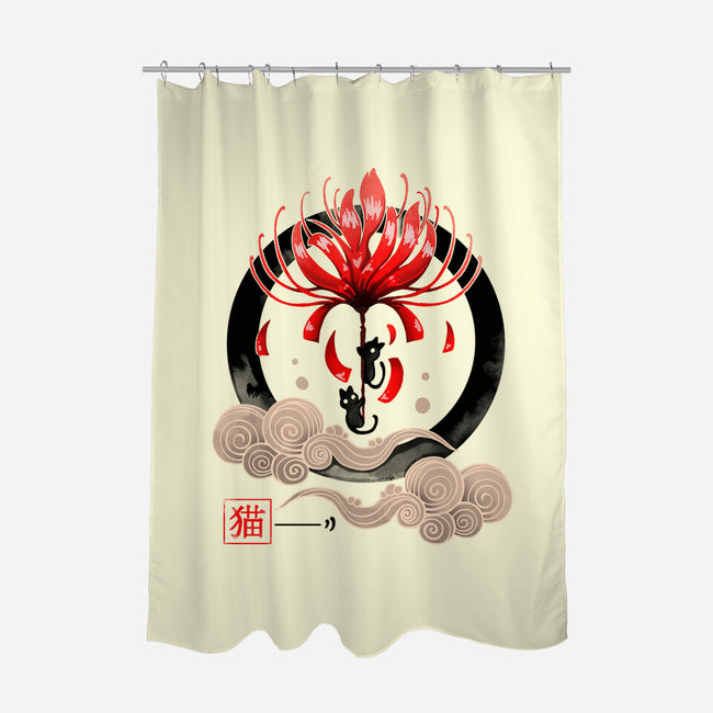 Neko Flower-none polyester shower curtain-Vallina84