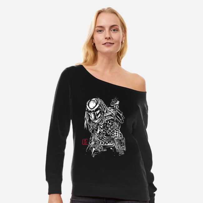 The Shadow Of The Hunter-womens off shoulder sweatshirt-DrMonekers