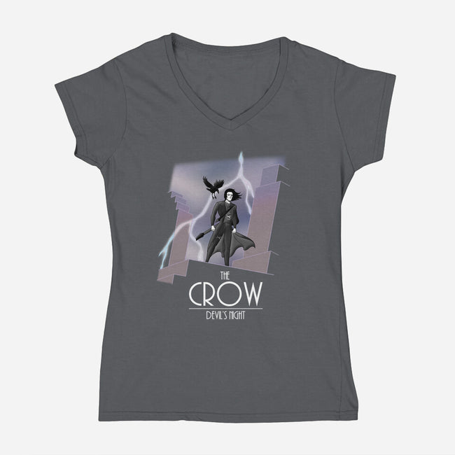 The Animated Crow-womens v-neck tee-goodidearyan