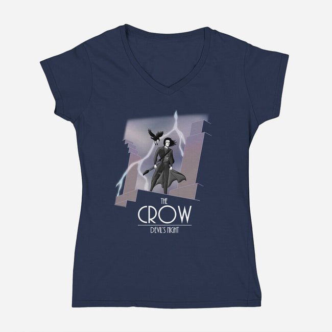 The Animated Crow-womens v-neck tee-goodidearyan