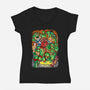 Pizza, Fights And Stories-womens v-neck tee-Conjura Geek