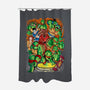 Pizza, Fights And Stories-none polyester shower curtain-Conjura Geek