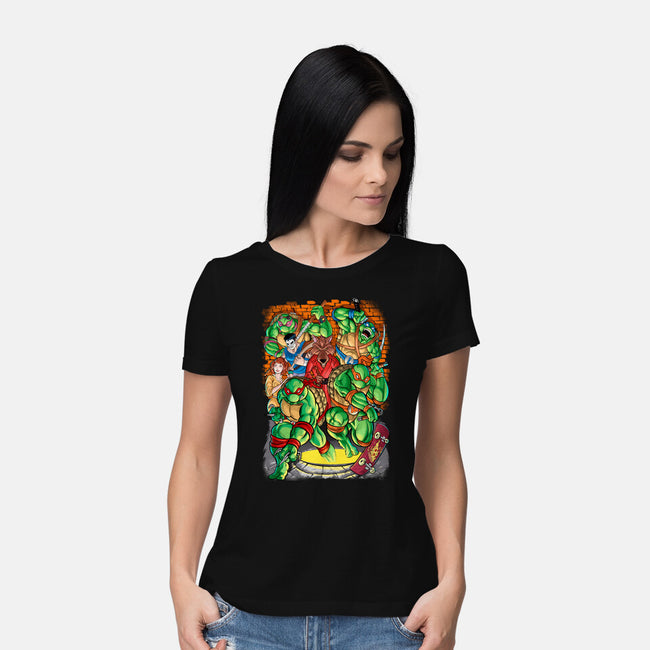 Pizza, Fights And Stories-womens basic tee-Conjura Geek
