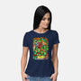 Pizza, Fights And Stories-womens basic tee-Conjura Geek