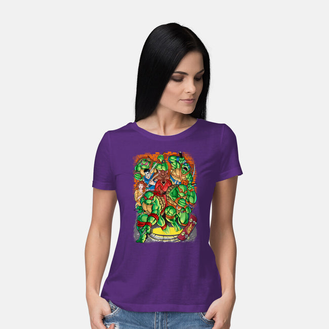 Pizza, Fights And Stories-womens basic tee-Conjura Geek