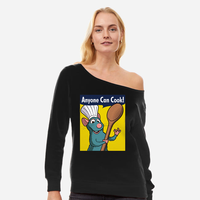 Anyone Can Cook-womens off shoulder sweatshirt-jasesa
