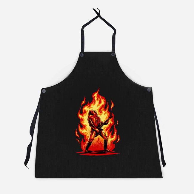 Burning Guitar-unisex kitchen apron-spoilerinc