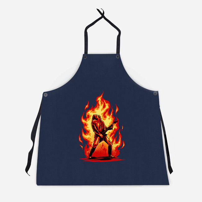 Burning Guitar-unisex kitchen apron-spoilerinc