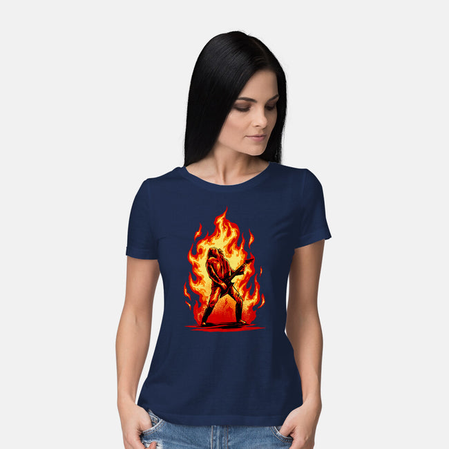 Burning Guitar-womens basic tee-spoilerinc