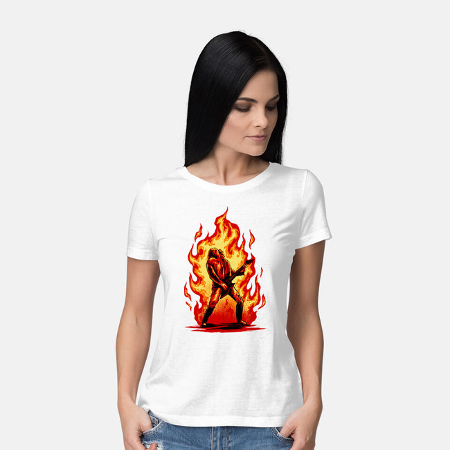 Burning Guitar-womens basic tee-spoilerinc