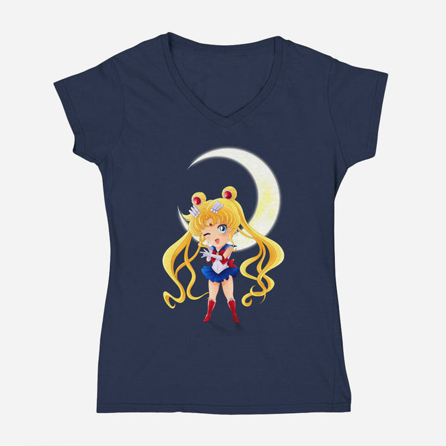 Chibi Moon-womens v-neck tee-dinshoran