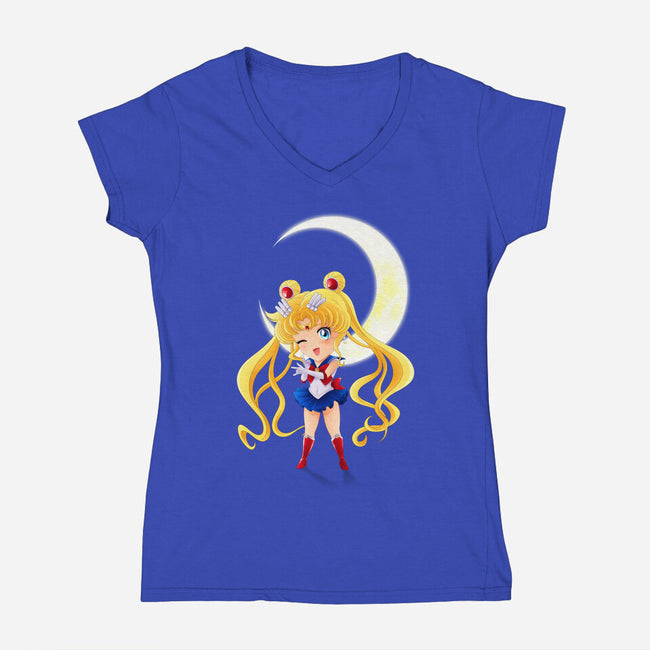 Chibi Moon-womens v-neck tee-dinshoran