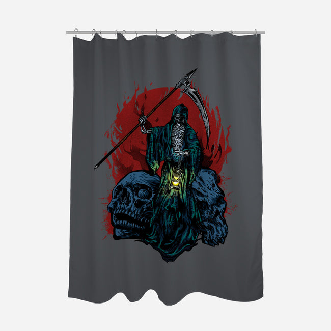 Death And Skulls-none polyester shower curtain-Superblitz
