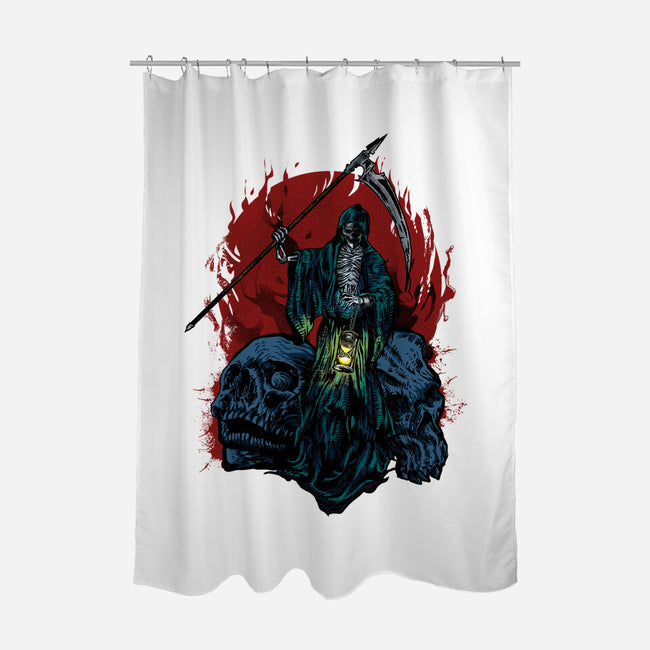 Death And Skulls-none polyester shower curtain-Superblitz