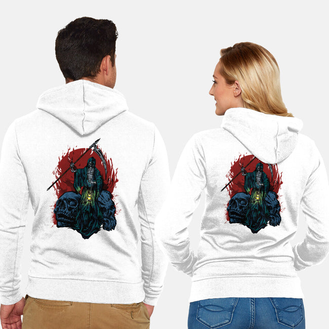 Death And Skulls-unisex zip-up sweatshirt-Superblitz